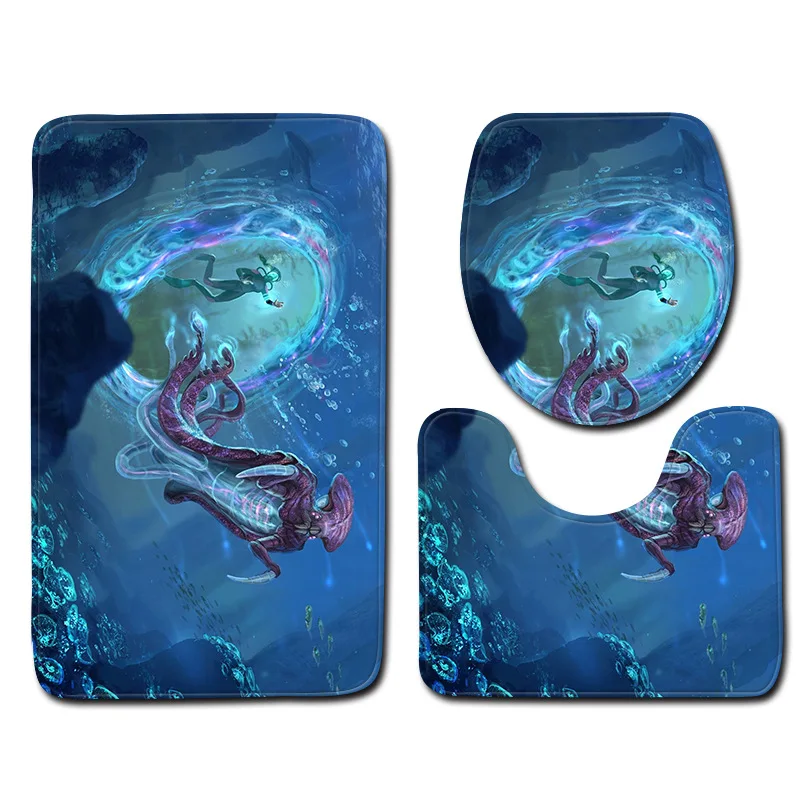 

Zeegle Bath Mat Set Toilet Pedestal Rug Lid Toilet Cover Polyester Bathroom Floor Mat Bathroom Doormat Flannel 3pcs Toilet Set