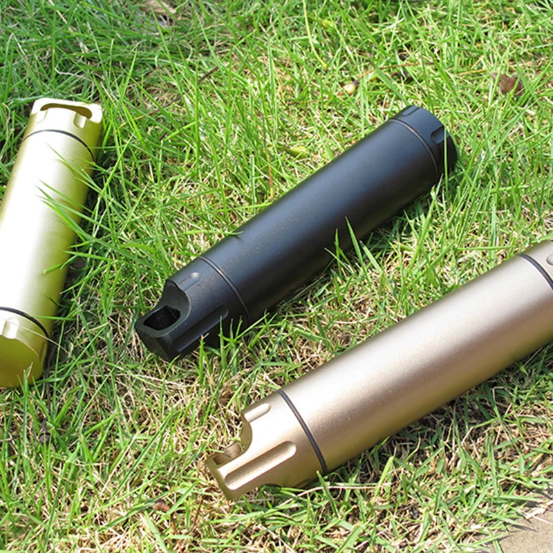 Portable Waterproof Capsule Seal Bottle Aluminum Alloy Outdoor Survival Pill Box Multifunctional Container FK88