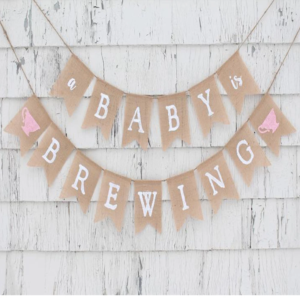 

A Baby Is Brewing Baby Shower, A Baby Is Brewing Burlap Banner,Tea Party Baby Shower Decorations, Baby is Brewing Tea Party