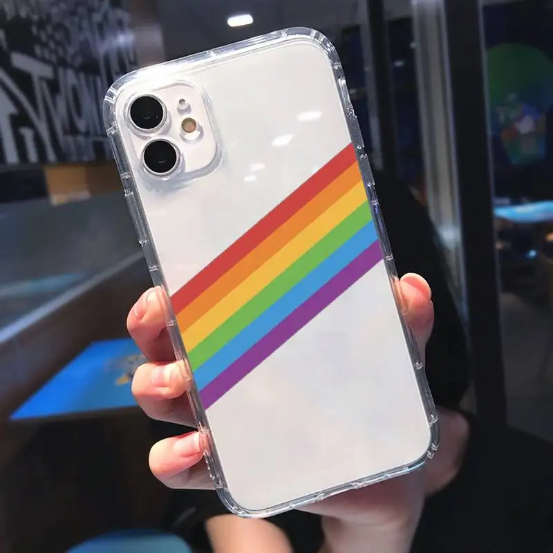 

Rainbow colour pattern Customer Quality Phone Case Transparent soft For iphone 5 5s se 6 6s 7 8 11 12 plus mini x xs xr pro max