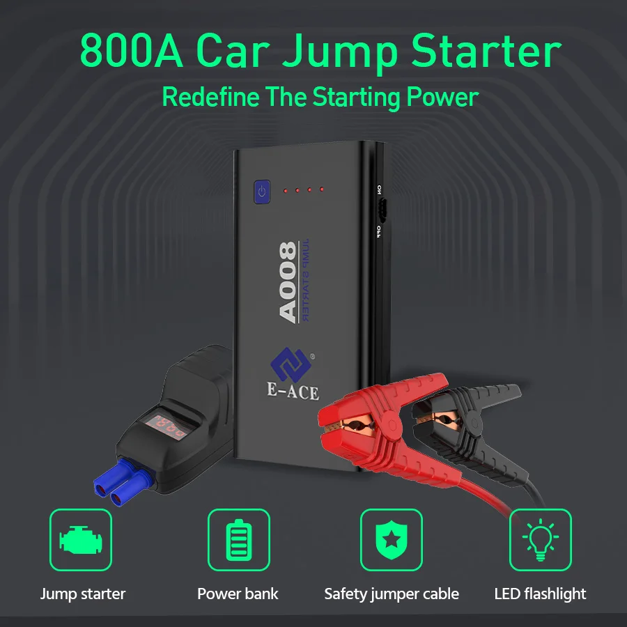 E ACE автомобильное пусковое устройство Зарядное 800 а 12 в аварийное портативное