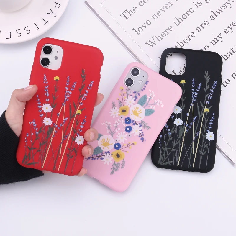 

Fashion Flower Plant Green Candy Phone Cover For iPhone 13 11 Pro Max X XS XR Max 7 8 7Plus 8Plus 12 Soft Silicone Case Fundas