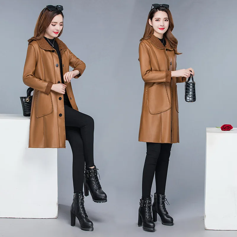 Женская куртка из искусственной кожи Lusumily XL 5XL размера плюс в Корейском стиле