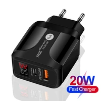 qc 3 0 fast charger pd 20w type c dual port led display quick charger fast adapter charging for iphone 12 huawei mi mobile phone