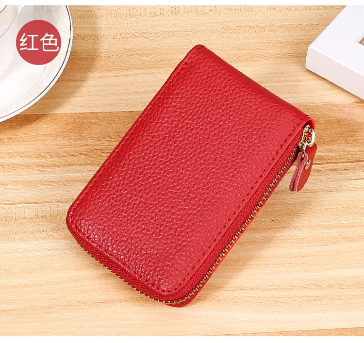 

New simple and fashionable leather zipper organ card holder male multi-card card holder credit card holder female card holder