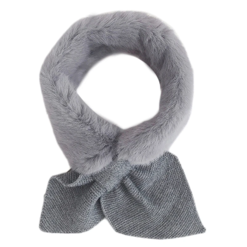 

Женский Пушистый Плюшевый вязаный шарф с перекрестным воротником, зимний однотонный длинный шарф-хомут, утолщенный теплый шейный платок