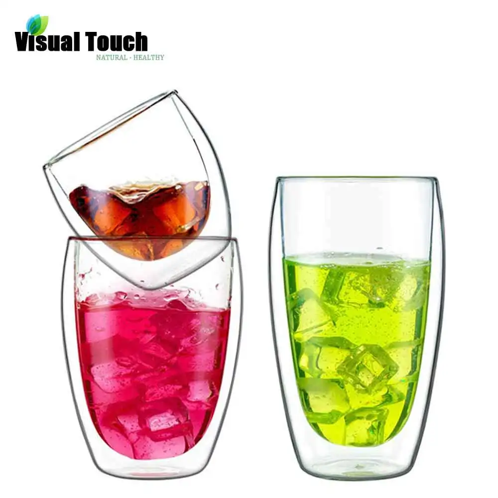 Прозрачная кружка 4 шт. с визуальным касанием прозрачная термоизолированная