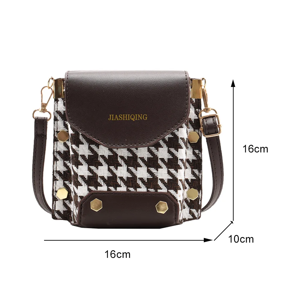 

Vintage Plaid Pattern Flap Shoulder Purse Autumn Fashion Women PU Leather Mini Messenger Bag Commuter Street Trunk Totes