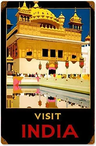 Металлический жестяной знак посетите Индию металлический декор настенный