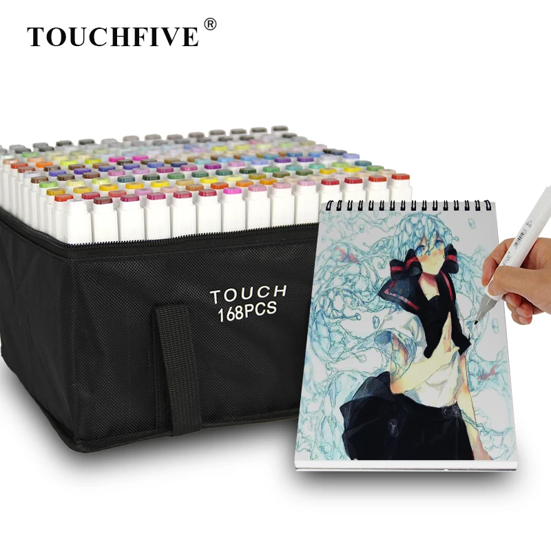 

TouchFIVE 30/40/60/80/168 Colors Markers Manga Drawing Markers Pen Alcohol Based Sketch Felt-Tip Twin Brush Pen Art Supplies