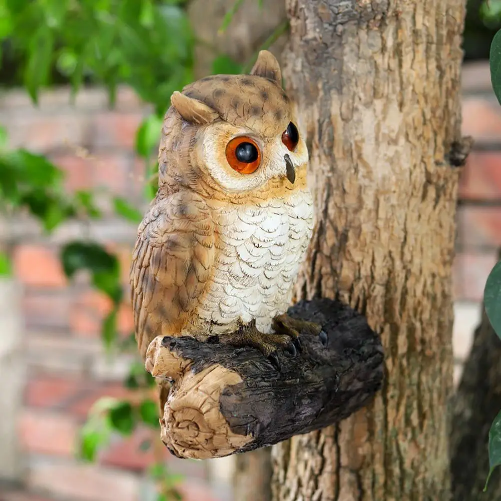 

1 Pcs Garden Fake Owl Statue Durable Resin Craft Decor Yard Ornament Bird Repulsive Decoy Scare Hand-painted Realistic And Cute