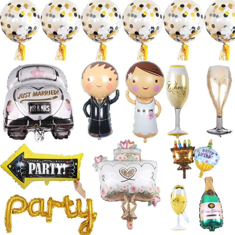 Новая Фольга в форме сердца украшение для свадебной вечеринки торта бокал вина