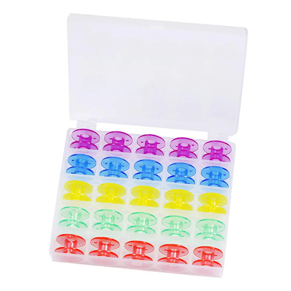 25 сетка Прозрачный чехол для хранения коробка Пластик мини Шпульный колпачок