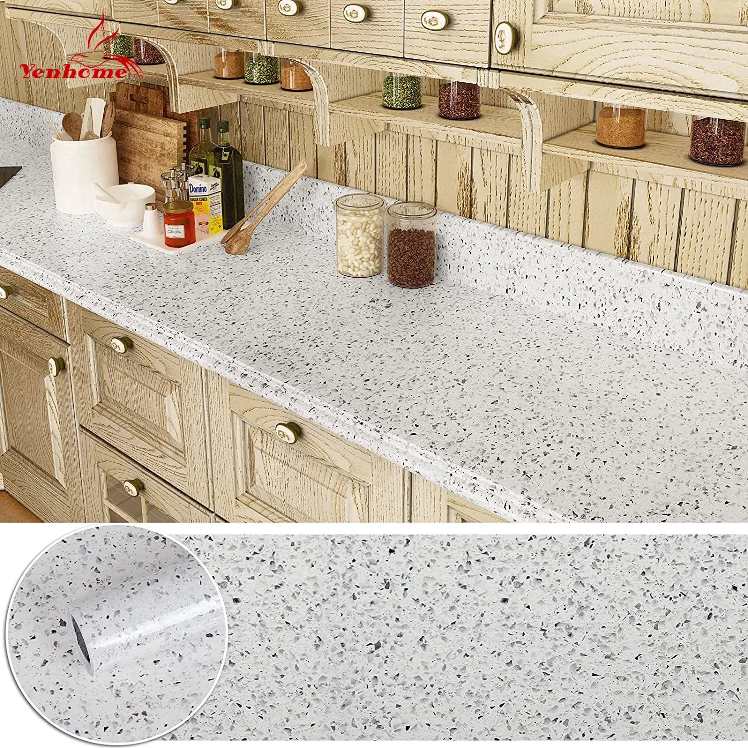 

60cm Width Granite Waterproof Wallpaper Gravel Wall Sticker Kitchen Cabinets Self-Adhesive Decorative Film Furniture Renovation