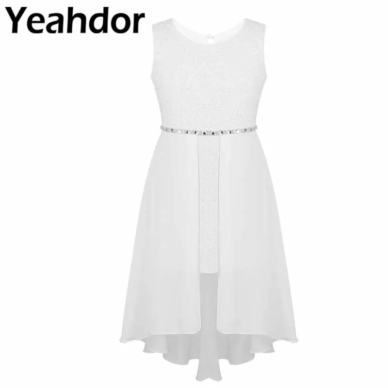 Белые Платья с цветочным узором для девочек детское платье праздничное на