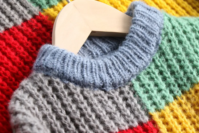 Зимнее платье для родителей и детей свитер радужной расцветки мам женский мамы