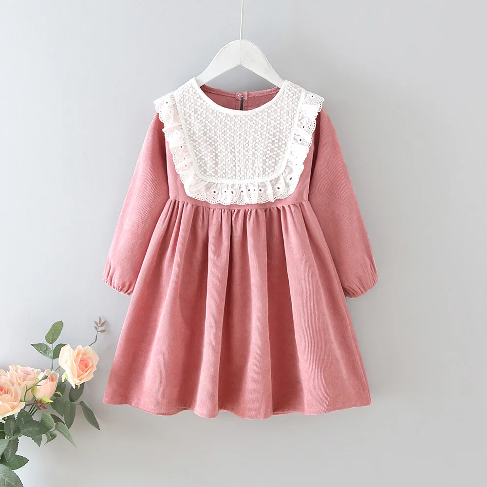 Girls' Dresses 2021 Autumn New Style Children Baby Kids Clothing Korean Japanese Loose Lace Lapel Girl Fashionable Dress | Детская