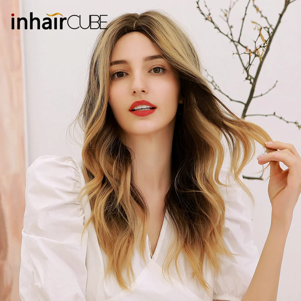Inhaircube парик Ombre коричневый до блондинка синтетические парики для черно-белых
