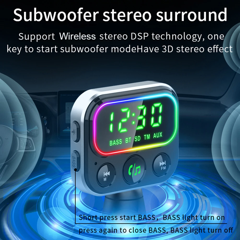 Автомобильный FM-передатчик Bluetooth 5 0 18 Вт PD Type-C 2 порта USB3.0 зарядное устройство для