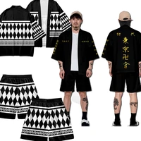 new tokyo revengers kimono sano manjirou ken ryuguji haori anime shorts polyester summer short sleeve tees tops