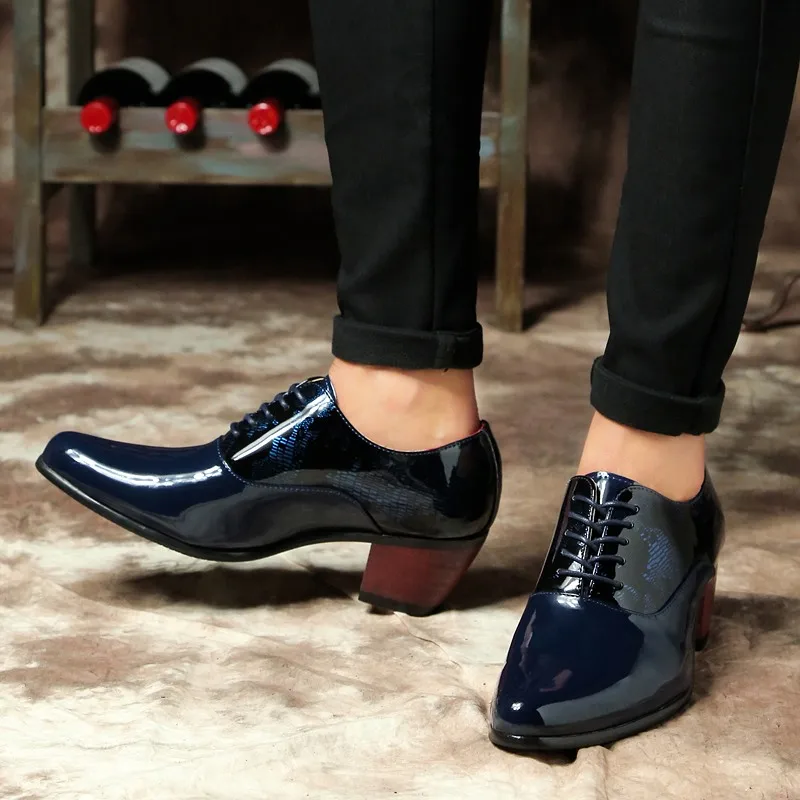 Каблук 4 5 см Роскошные Мужские модельные туфли Для мужчин на очень высоком