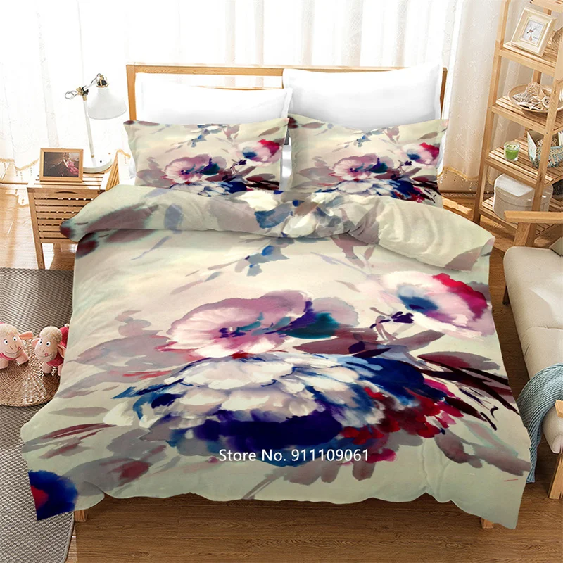 Цветной цветы зеленые постельные принадлежности с изображением листьев мягкие