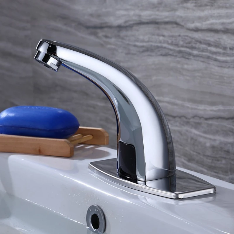 

Bathroom Accessories Automatic Inductive Non-contact Bathroom Sink Faucet, Holes Cover, Chrome Wash Basin Faucet, Free Bathroom
