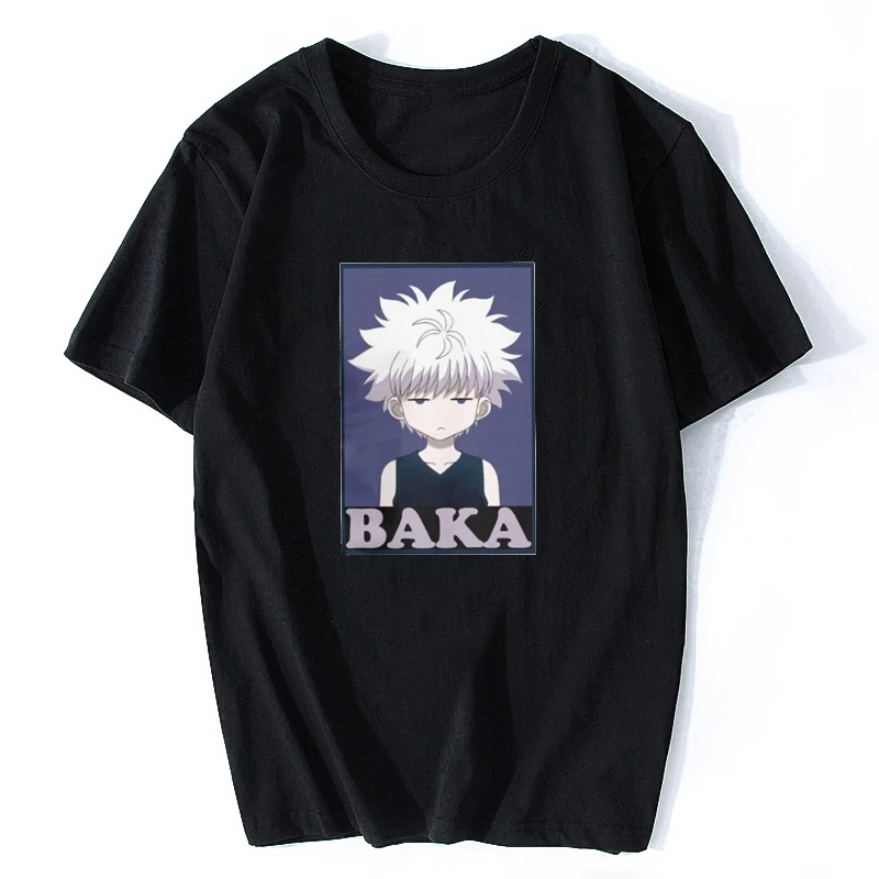 

Hunter X Hunter T Shirts Killua Zoldyck Baka Classic Comic O-Neck Short Sleeves Classic Anime Japan Cozy T-Shirts Tees Mens