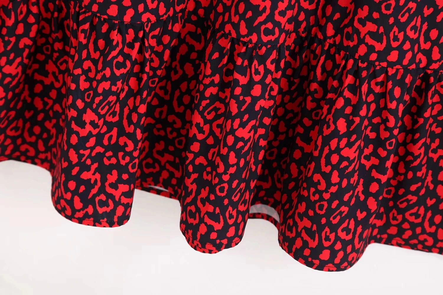 Женское винтажное платье с леопардовым принтом boho красное плиссированное