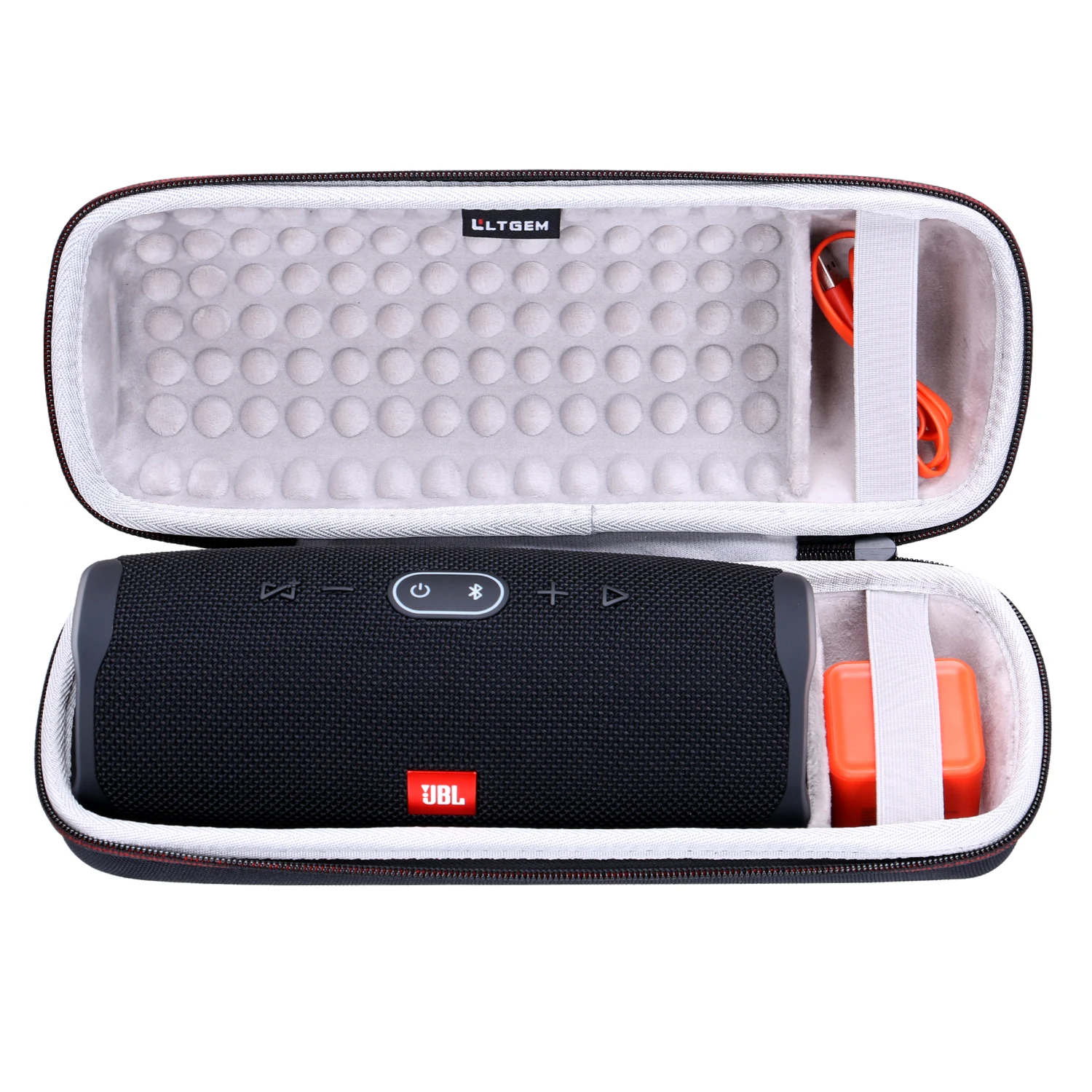 

Ltgem Case for JBL Charge 4 Portable Hard Wireless Bluetooth Speaker Fits USB Cable and Charger Black Gray White Storage case