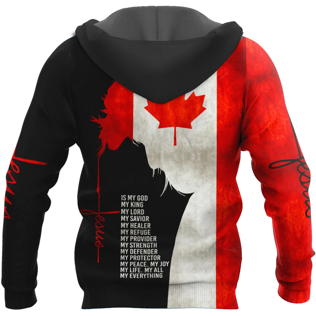 Jesus Canada Flag Casual Hoodie Spring Unisex 3D Printing Sublimation Zipper Pullover Harajuku Fashion Men/Women's Sweatshirt