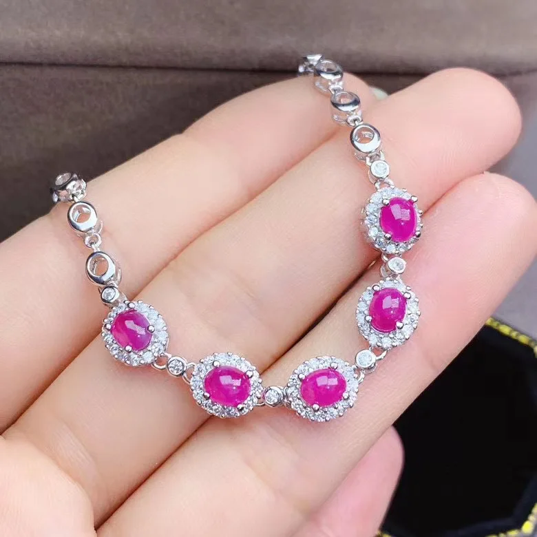 

Самый лучший свадебный подарок рубиновый браслет твердый S925 стерлингового серебра для женщин Цвет GemFine ювелирные изделия