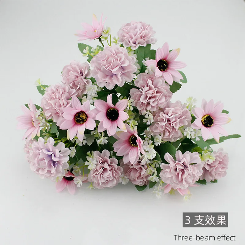 

Artificial Flowers Rich Hydrangea 7 Forks Simulation Silk Bouquet for Home Wedding Party Bedroom Decoration DIY Fake Flowers