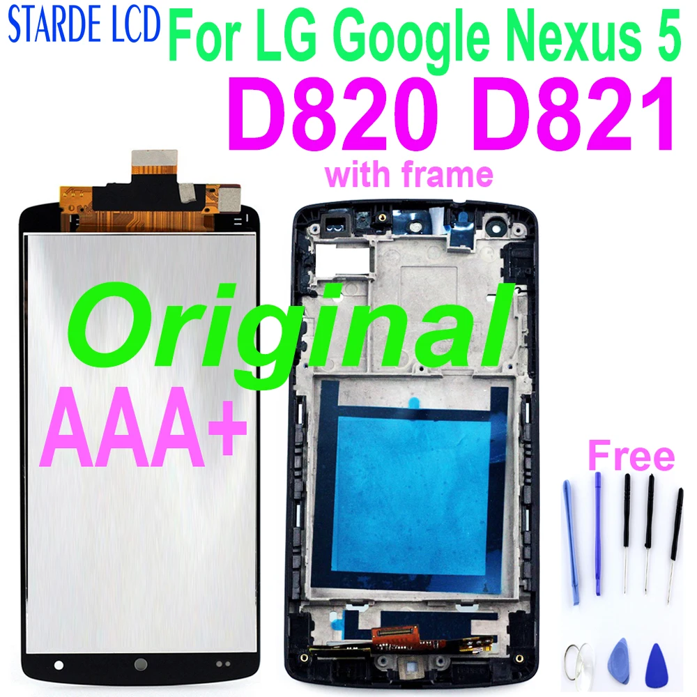 Original lcd For LG Google Nexus 5 D820 D821 LCD Display with Touch Screen and Frame Digitizer Assembly