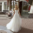 Белое свадебное платье с аппликацией, ТРАПЕЦИЕВИДНОЕ Тюлевое платье, свадебные платья на заказ, новинка 2020, Лидер продаж