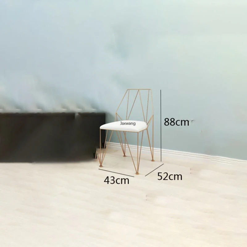 

Nordic Dining Chairs for Kitchen Minimalist Dining Chair Geometric Hollow Makeup Chair Designer Metal Back Dressing Line Chair