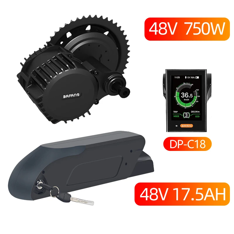 BBS02B Bafang 48 в 750 Вт Mid Drive комплект электродвигателей с 48 в 52 в 13AH 17.5Ah литий-ионный Ebike батарея BBS02 8fun Bafang батарея - Цвет: 48V17.5AH and C18