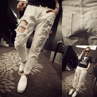 casual white jeans hollow out wide leg denim pants skinny jeans women high waist streetwear harajuku straight trousers 2022