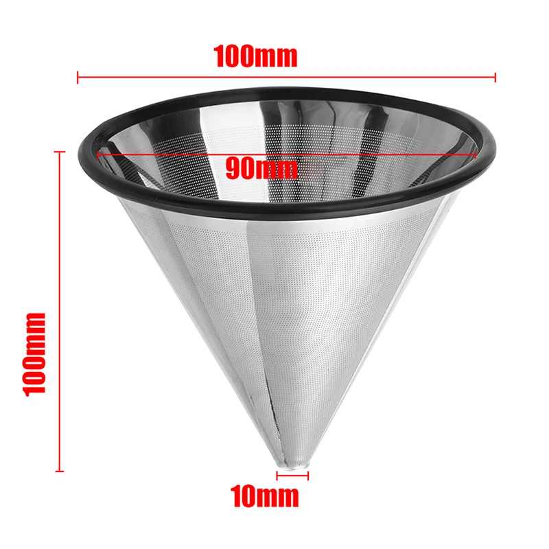 

Silver Reusable Coffee Filter Durable Stainless Steel Single-layer Quality Mesh Filter Paperless Cone Dripper Coffee Filter