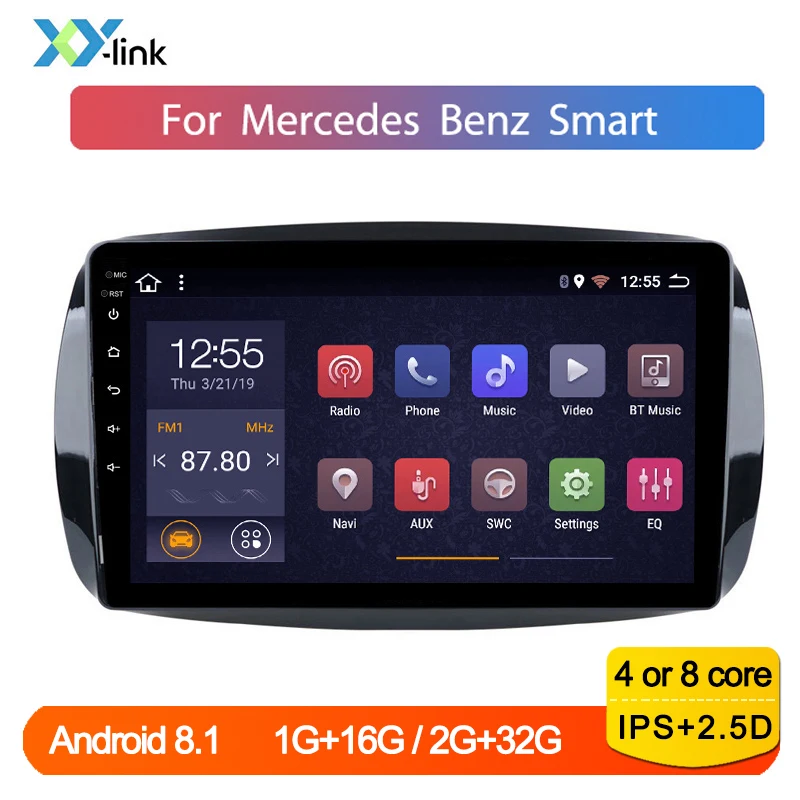 

Автомагнитола 9 дюймов, Android 8,1, мультимедийный плеер для Benz SMART Fortwo 2016 2017 2018, система GPS-навигации, стерео аудио, разъем 2 Din
