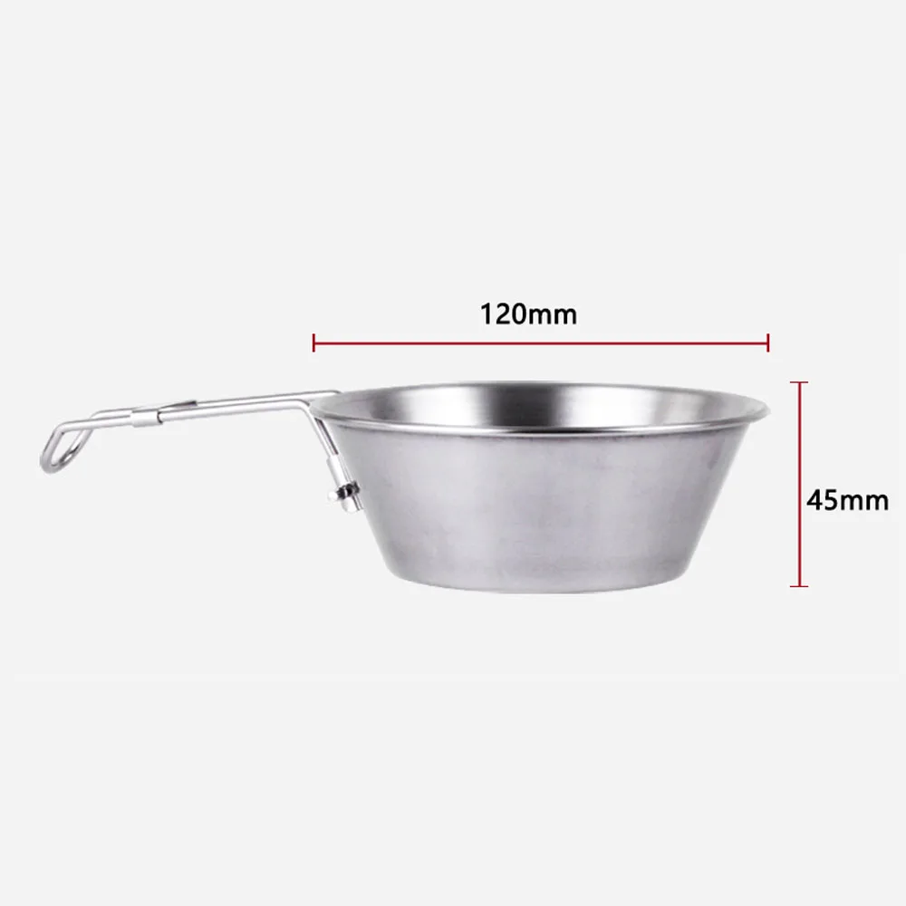 Stainless Steel Bowl Portable Cup with Foldable Handle 12 Inch Wide Mouth Pot for Outdoor Camping Picnic Hiking Backpacking | Спорт и