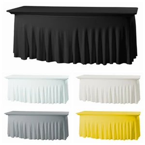 Прямоугольная эластичная чехол для стола из спандекса скатерть из лайкры и длинный барный стол для украшения отеля, вечевечерние