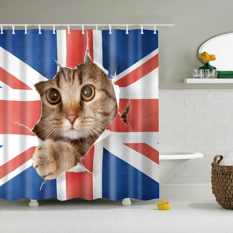 

Animal Duck Shark Wolf Dinosaur Shower Curtains Polyester High Quality Washable Bath Decor Bath Screen With Hooks
