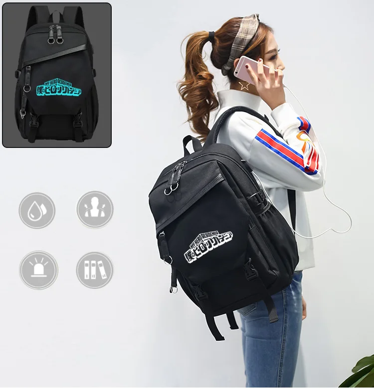 Рюкзак для ноутбука с принтом аниме Моя геройская Академия Многофункциональный