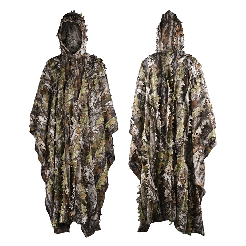 

Ghillie Suit Hunting Camouflage Cloak Outdoor Woodland CS Sniper Clothes 3D Maple Leaf Tactical Suit Wildlife Photography Poncho