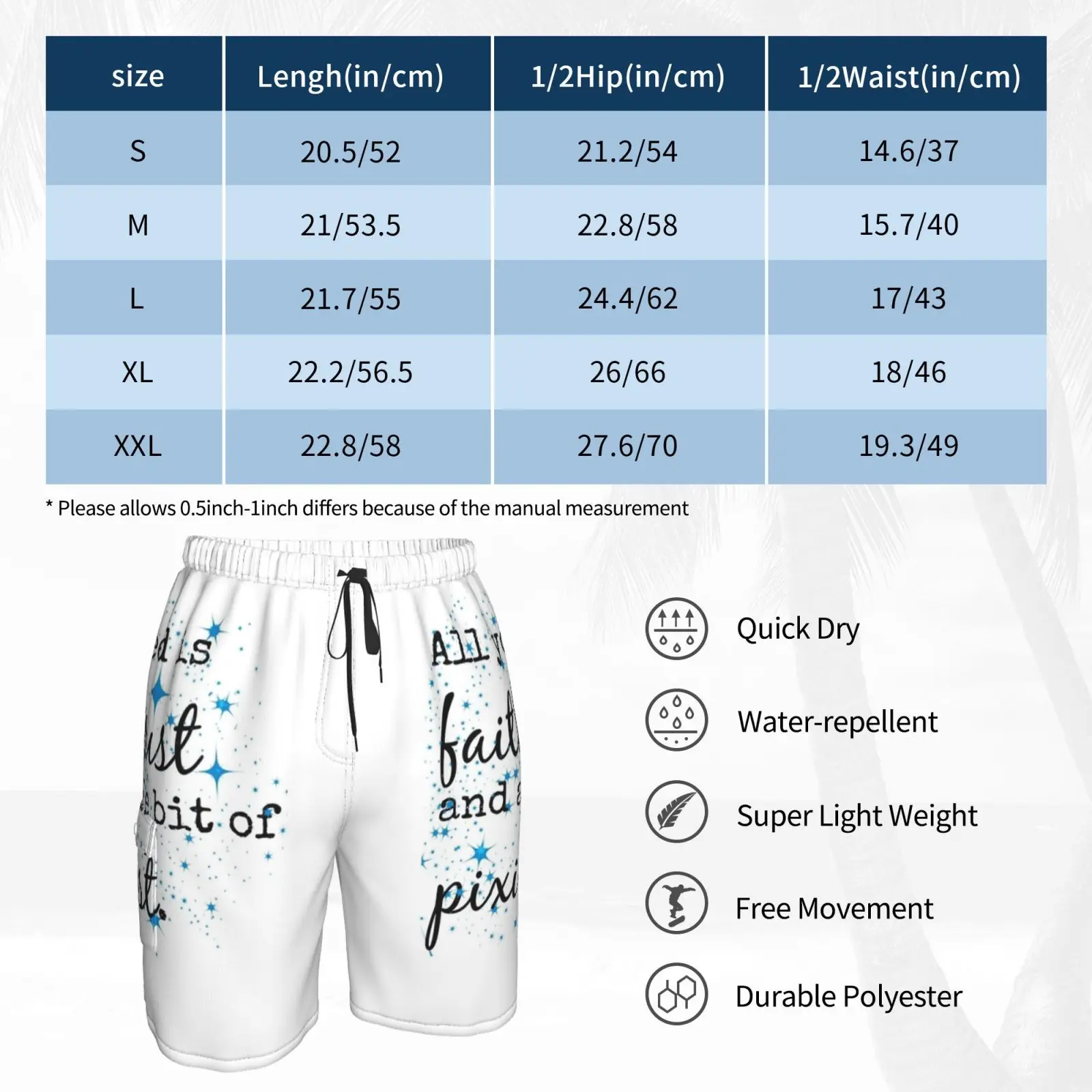 Пляжные шорты Вера доверие и пыль ФФИ. Цитата замечательная необычная Фея