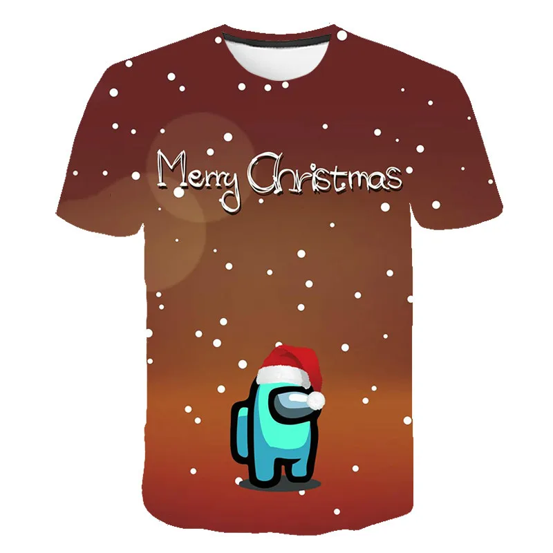 

Boys and Girls Summer Comfortable T-shirt Clothing Children's Christmas Cartoon 3D Printing Fun Short-sleeved O-neck T-shirt