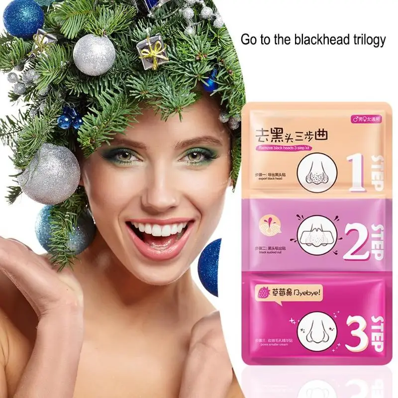 Удаление черных точек 3 шага уход за зоной T Глубокая очистка пор патч для носа |