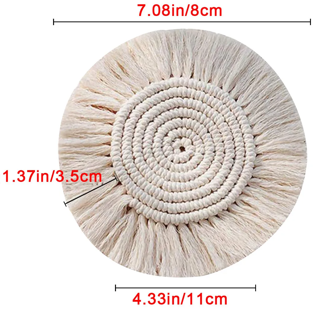 

Decorative Braided Rope Coaster Heat-dissipating Mini Dish Cup Tealight Mat Tassel Macrame Placemat Cup Tablemat pad