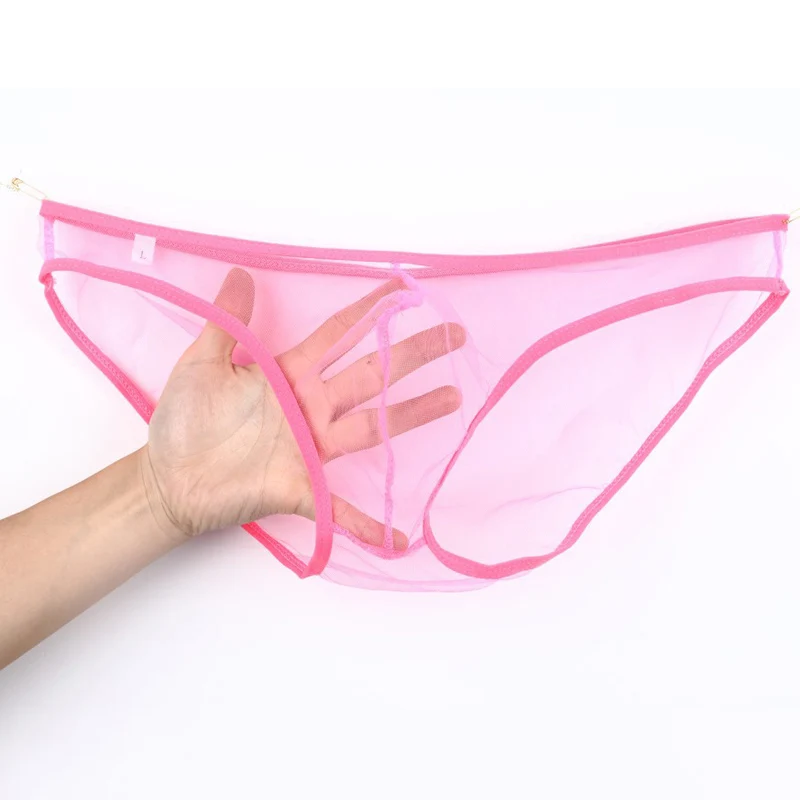 See Through Underwear Men's Sexy Low Waist Ultra-Thin Mesh Transparent Underwear Large Size Briefs Mens Underwear Exotic